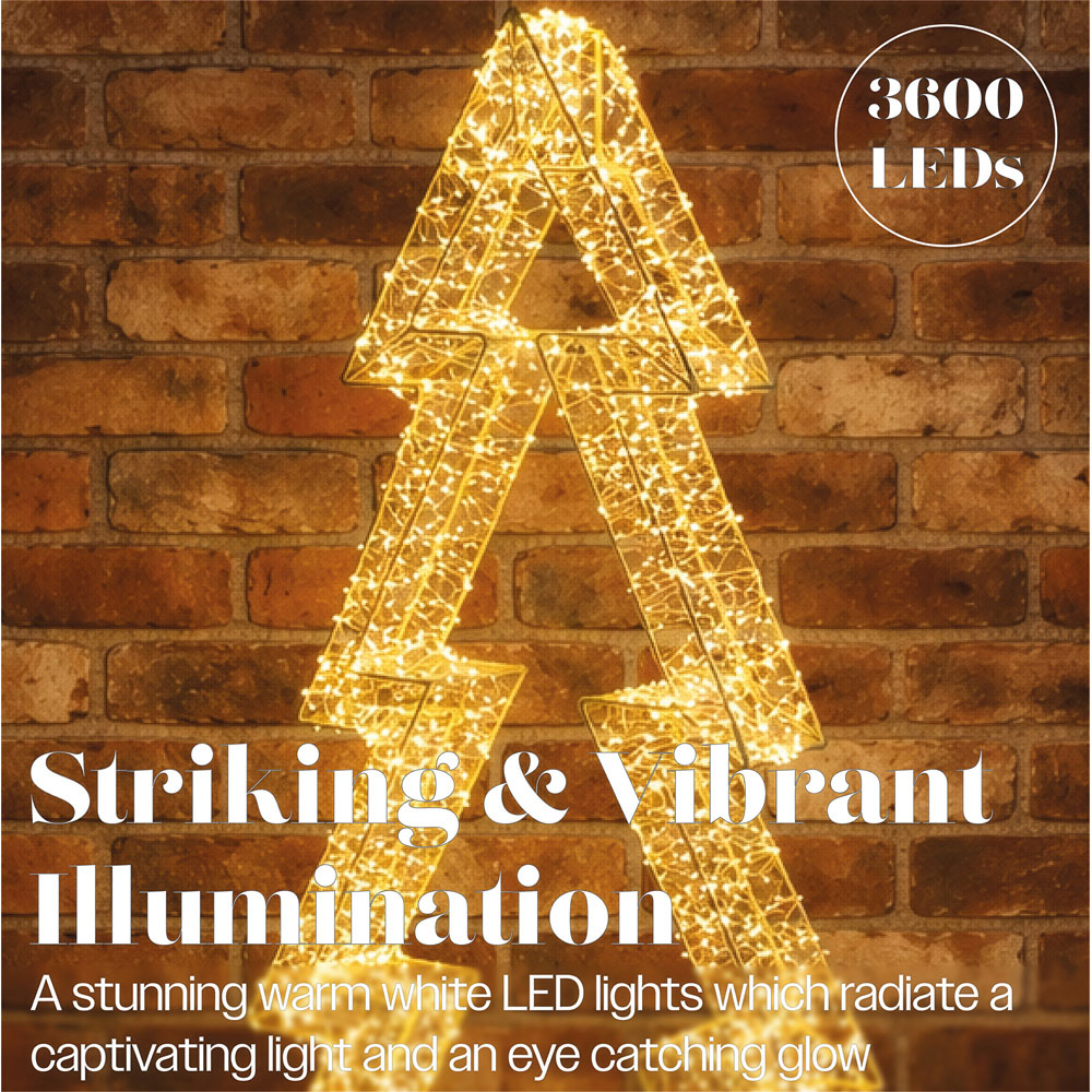Xmas Haus 3600 Warm White Micro LED Gold Metal Christmas Tree Silhouette 50cm Image 6