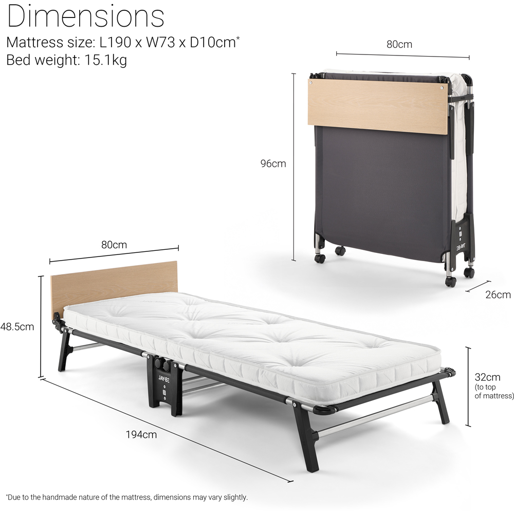 Jay-Be QP80 Single Quick Folding Bed with e-Fibre Pocket Sprung Mattress Image 9
