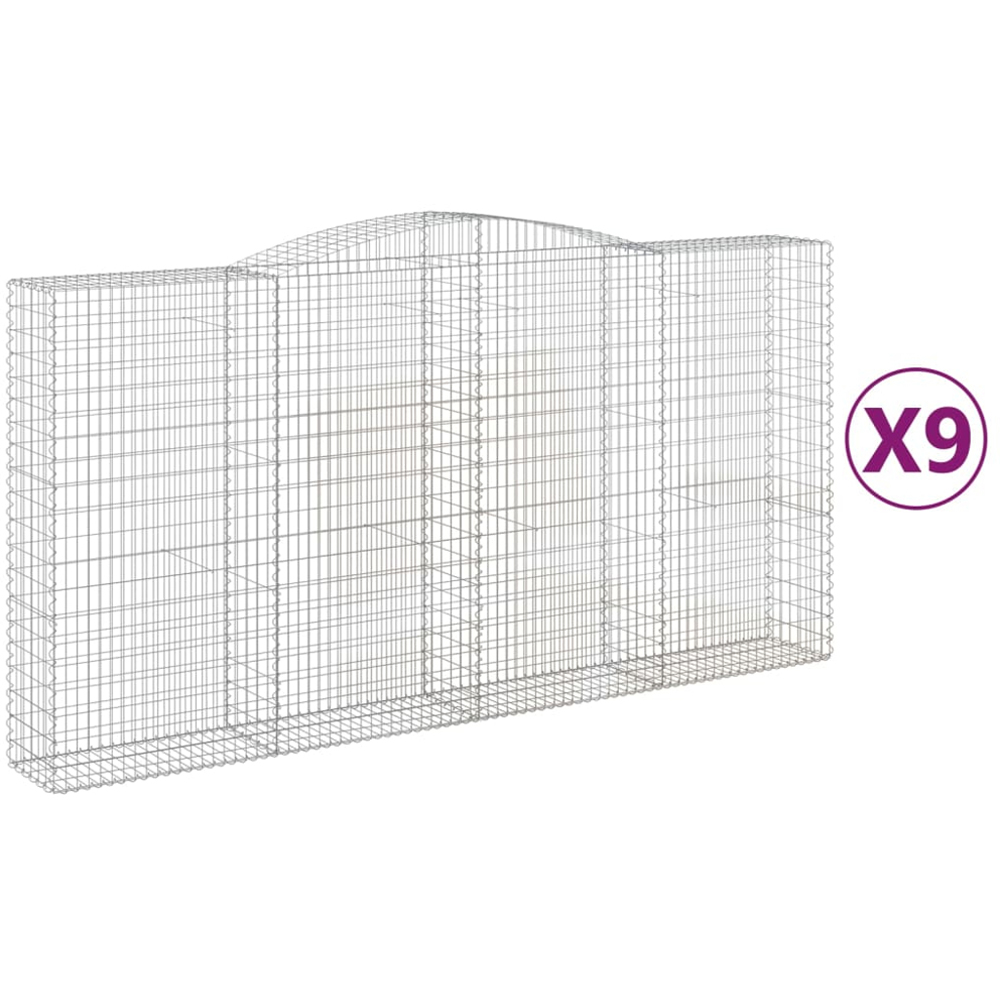 vidaXL Silver Galvanised Iron Gabion Basket 400 x 50 x 200/220cm 9 Pack Image 4