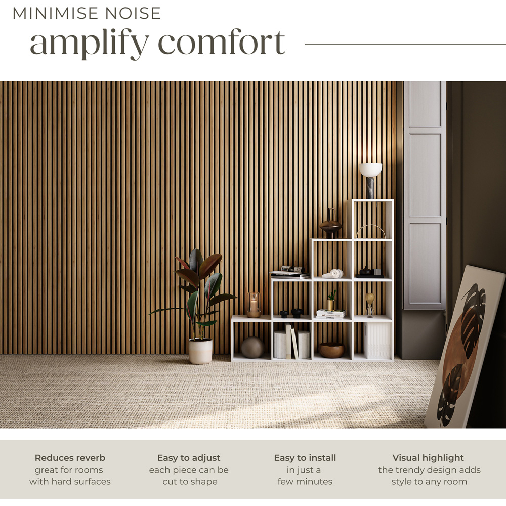 tectake Light Oak Wood Effect Acoustic Wall Panel 4 Pack Image 6