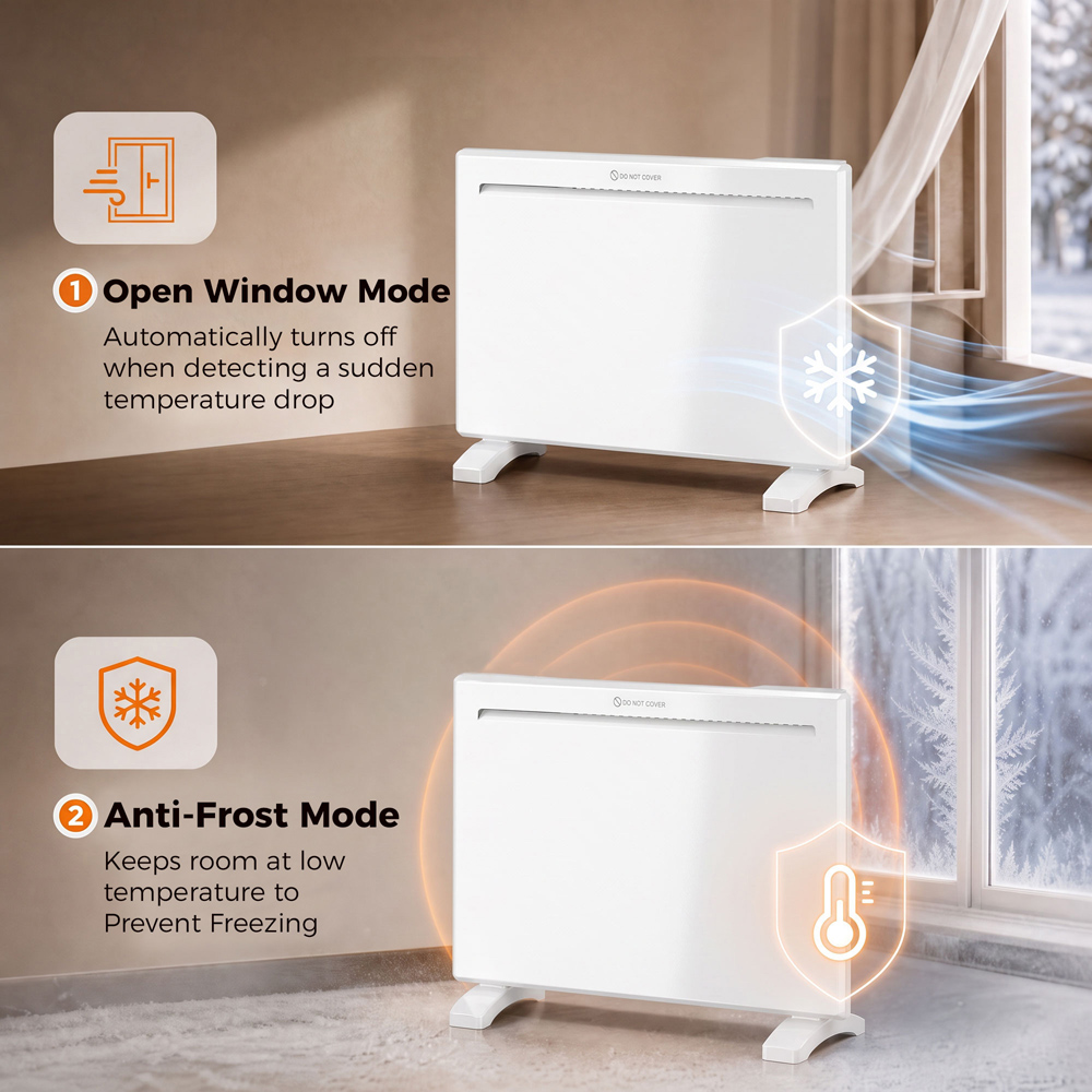 HOMCOM White Smart Electric Panel Heater 1000W Image 6