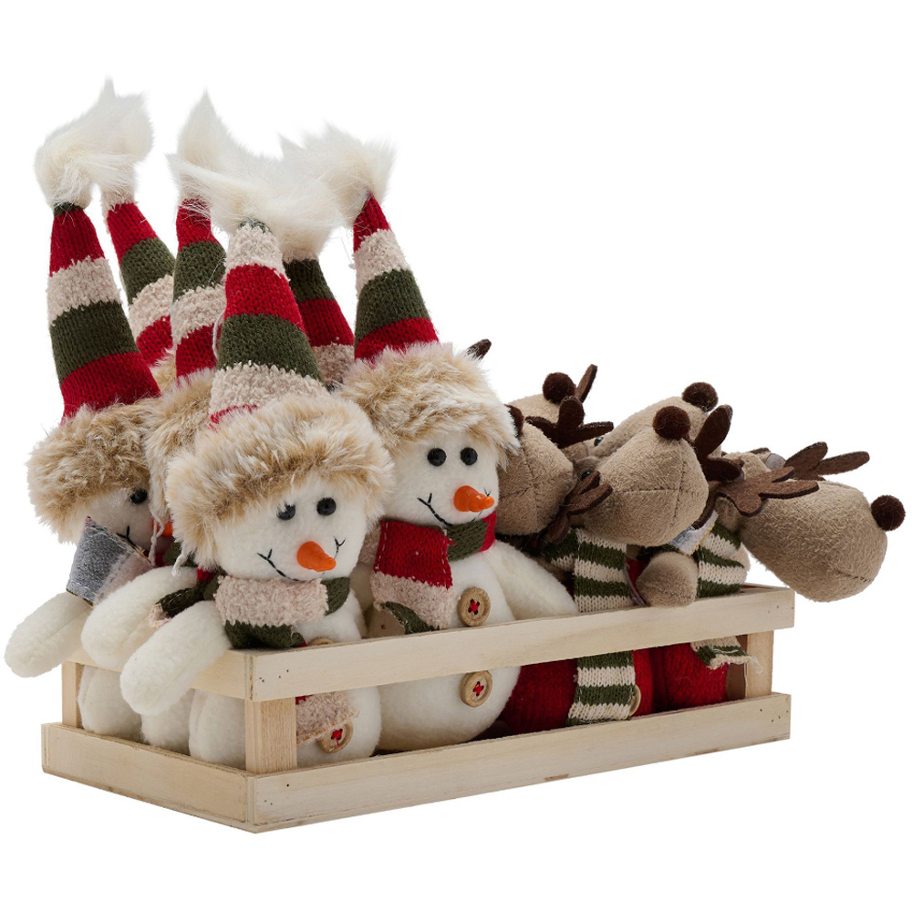 The Seasonal Gift Co. Assorted Snowman and Reindeer Decorations Tray 12 Pack Image 1