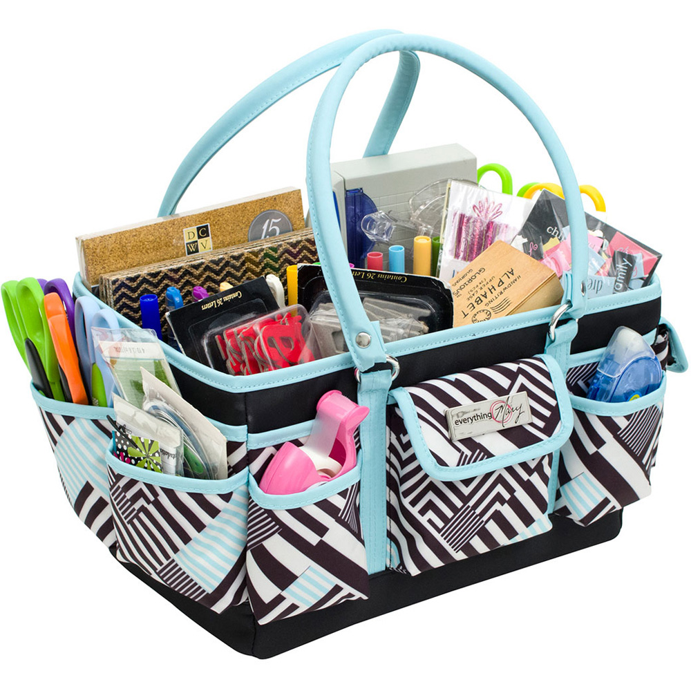 Everything Mary EVM9152-22 Teal Geometric Stripe Deluxe Tote Organiser 15.2 x 7.3 x 17.7cm Image 3