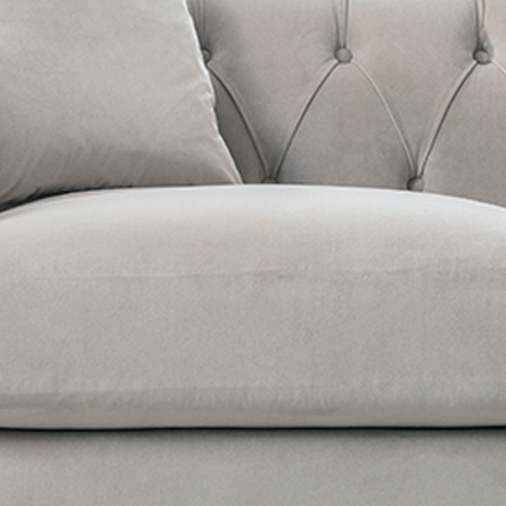 Elsie Chesterfield 6 Seater Chalk Plush Velvet Sofa Suite Image 6