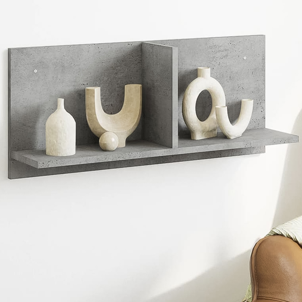 vidaXL 2 Shelf Concrete Grey Wall Cabinet Image 1