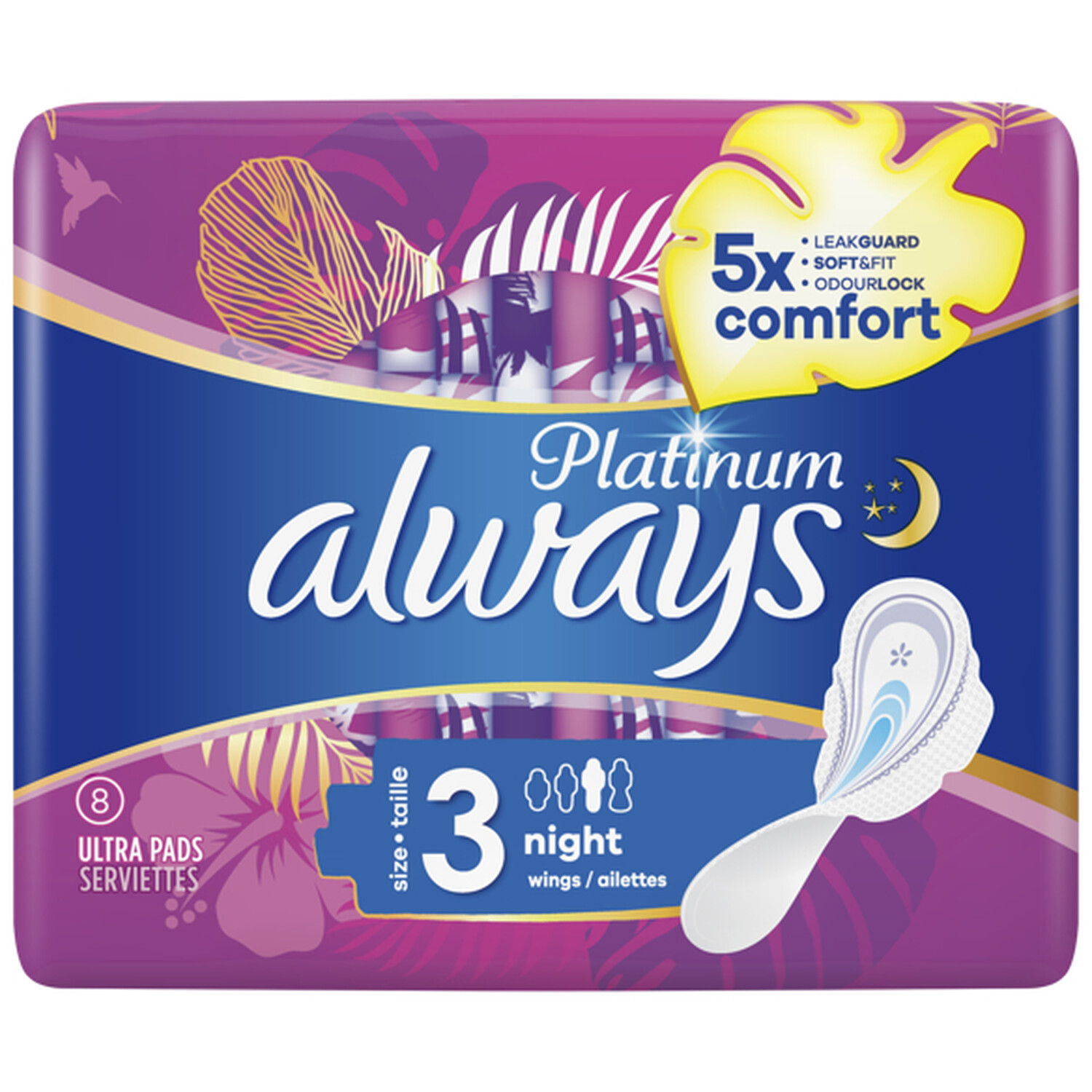 Always Platinum Ultra Night Pad 8 Pack Image