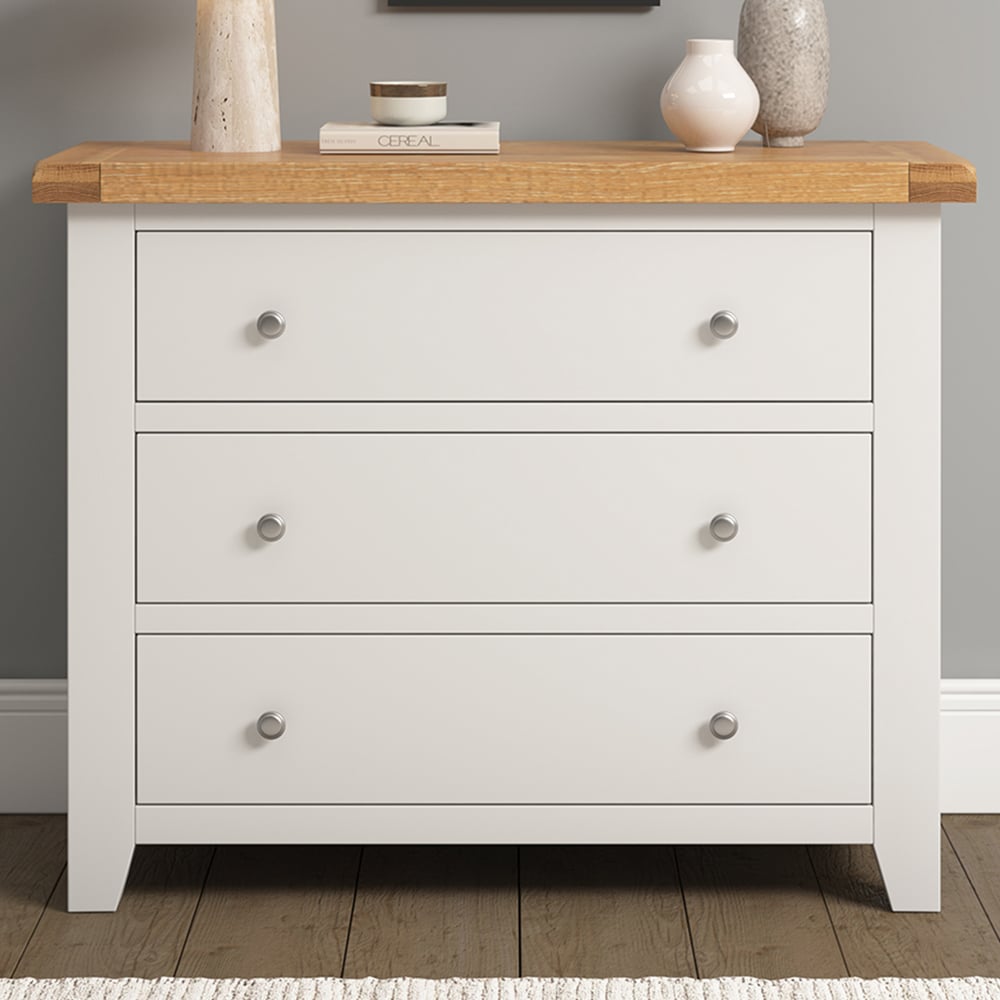 Seconique Windsor 3 Drawer Ivory and Oak Storage Chest Image 1