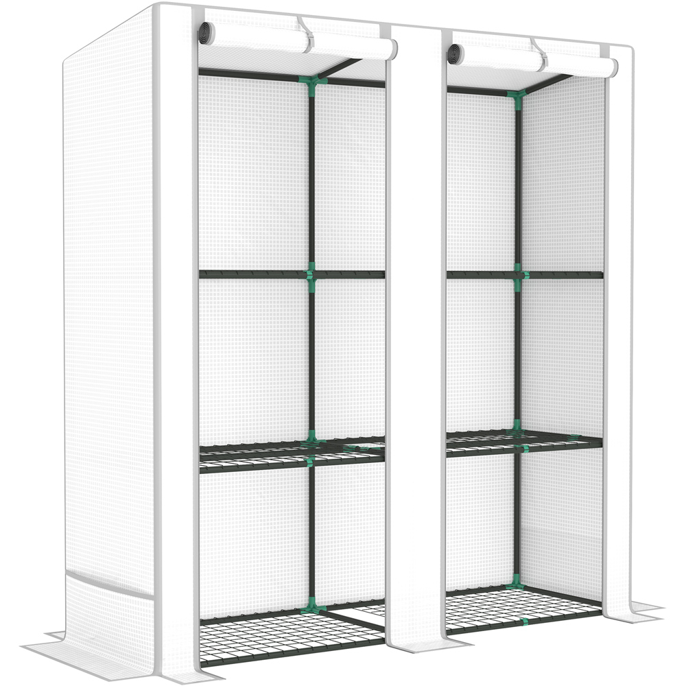 Outsunny White and Grey 3 Shelf PE Cover 4.7 x 1.5ft Lean To Mini Greenhouse Image 1