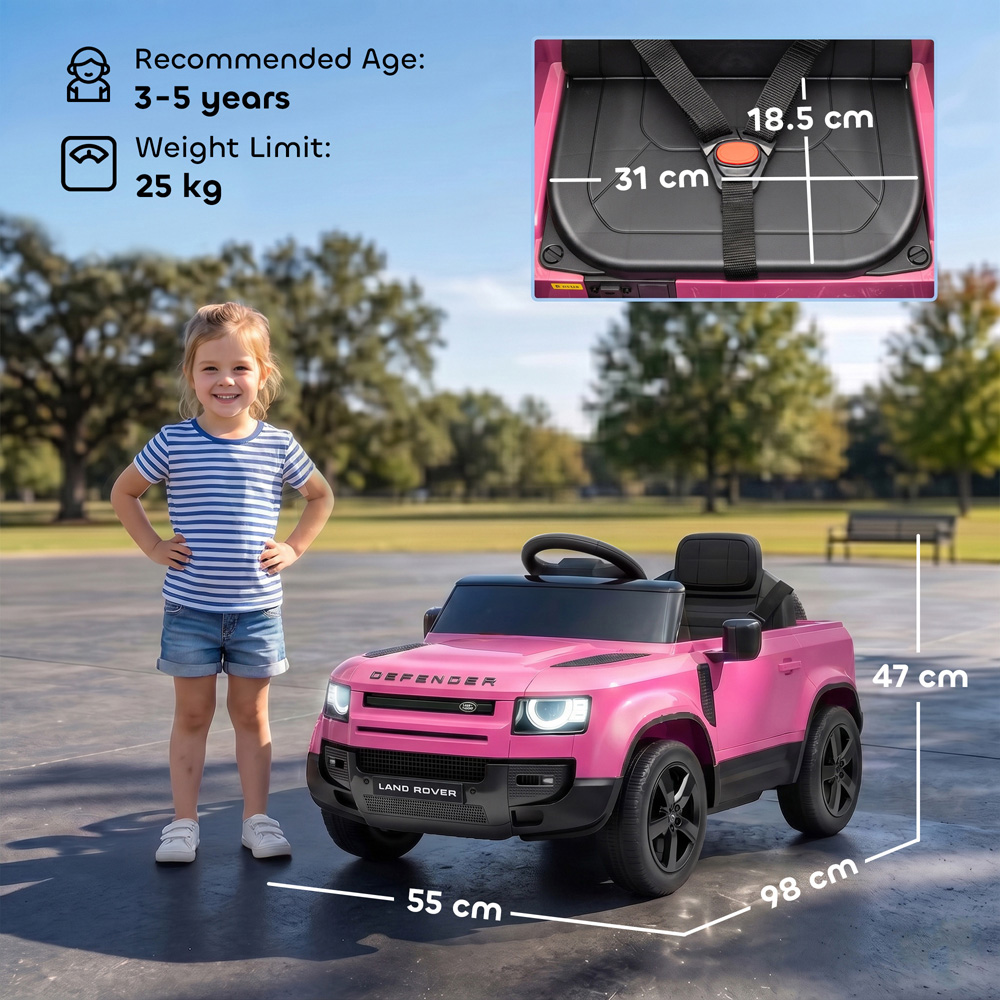 AIYAPLAY Kids Pink Licensed Land Rover Defender Ride-On Electric Car with Remote Control 12V Image 9