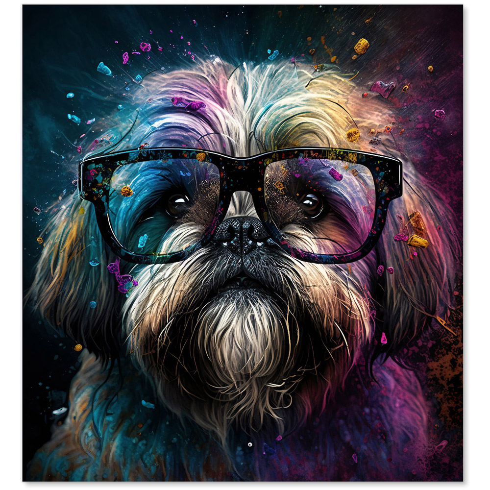 Warren Reed Designer Lhasa Apso Dog Face Splashart Glass Kitchen Splashback 65 x 60cm Image 2