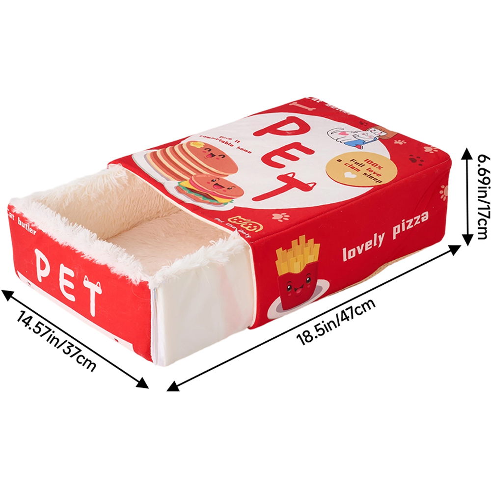 H&O Direct 37 x 47cm Red Cute Snack Box Enclosed Cat Sleeping Bed Image 6