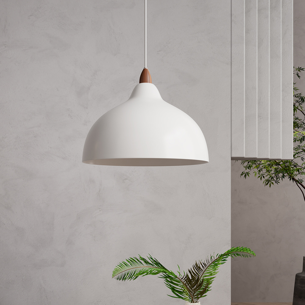 Living and Home White Iron Industrial Style E27 Pendant Light Image 2