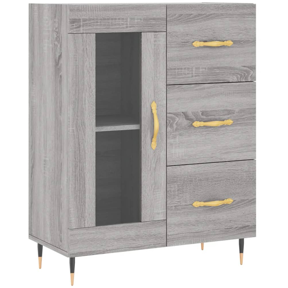 vidaXL Single Glass Door 3 Drawer 3 Shelf Grey Sonoma Tall Highboard Image 7
