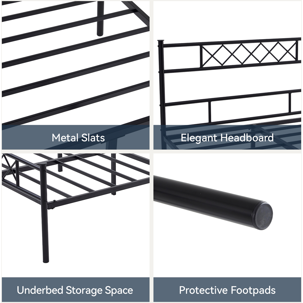 Brooklyn Felix Double Black Metal Bed Frame with Headboard and Footboard Image 5