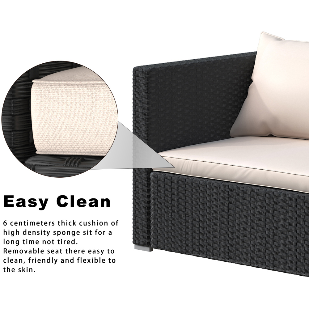 Rattrix 3 Seater Black Rattan Garden Furniture Set with Washable Cushions Image 5