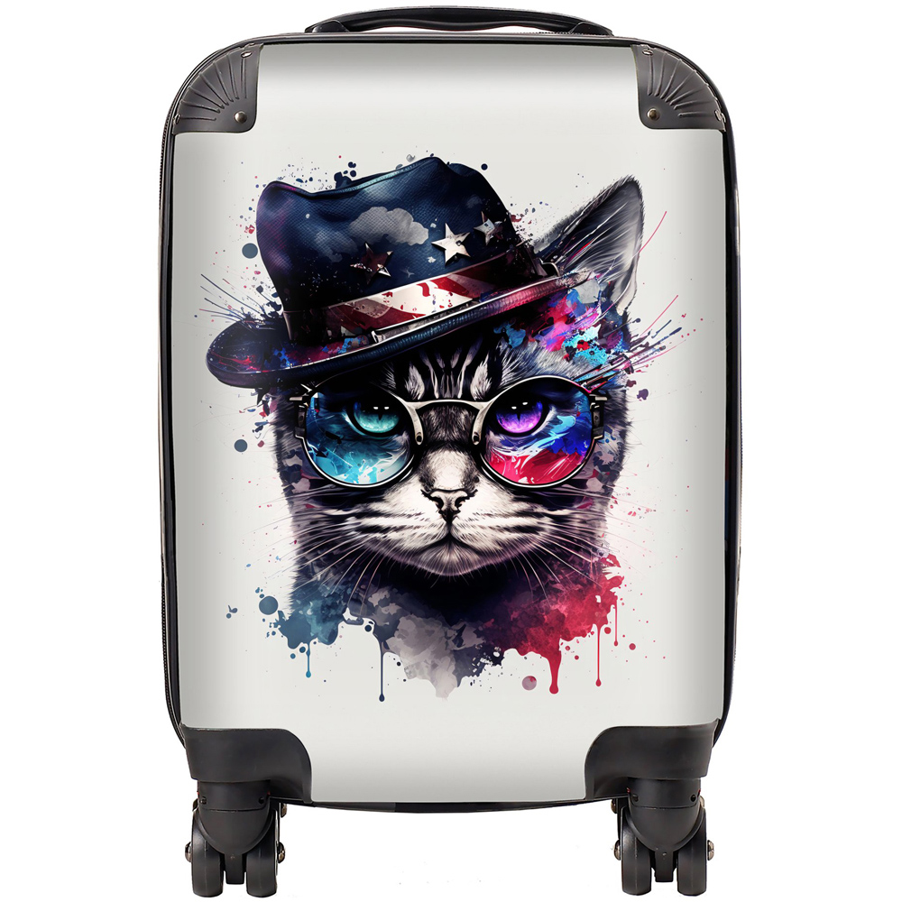 Warren Reed Designer Small Splashart American Shorthair Cat Face Glasses Suitcase Image 1