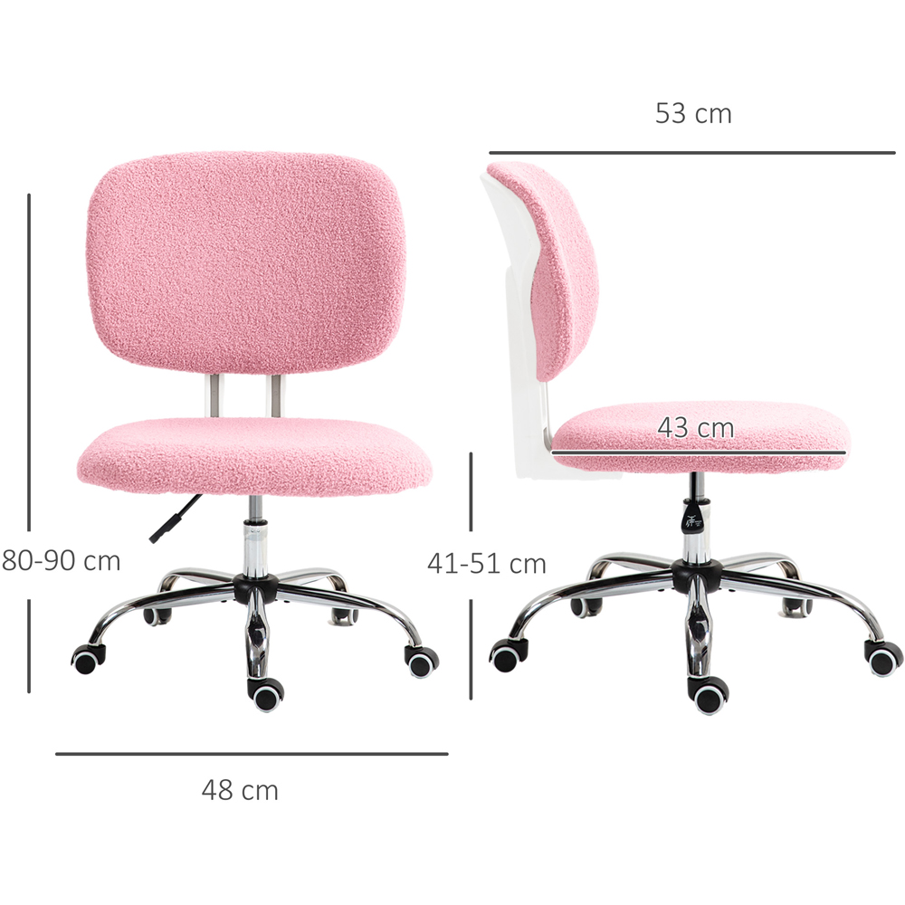 Portland Pink Fluffy Armless Chair with Adjustable Height Image 8