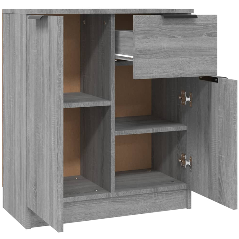 vidaXL 2 Door Single Drawer Grey Sonoma Wooden Sideboard Set of 2 Image 7