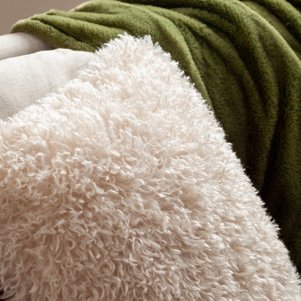Furn Rowan Natural Faux Fur Reversible Cushion 50 x 50cm Image 3