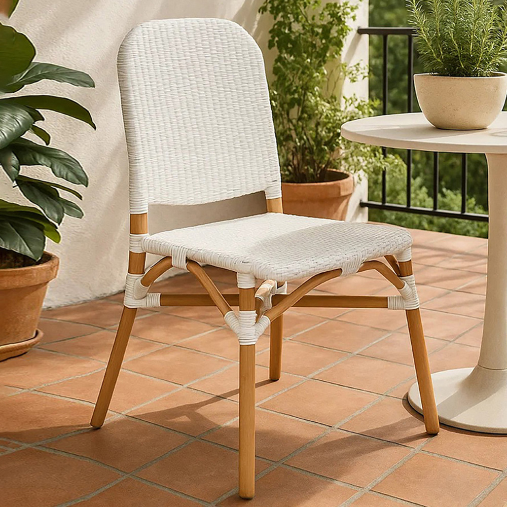 Premier Housewares Manado Natural and White Rattan Dining Chair Image 1