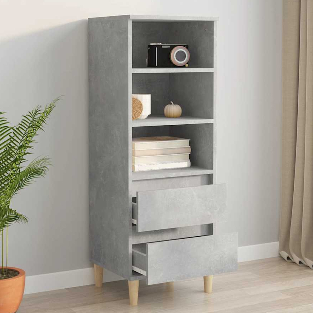 vidaXL 2 Drawer 3 Shelf Concrete Grey Highboard Image 1