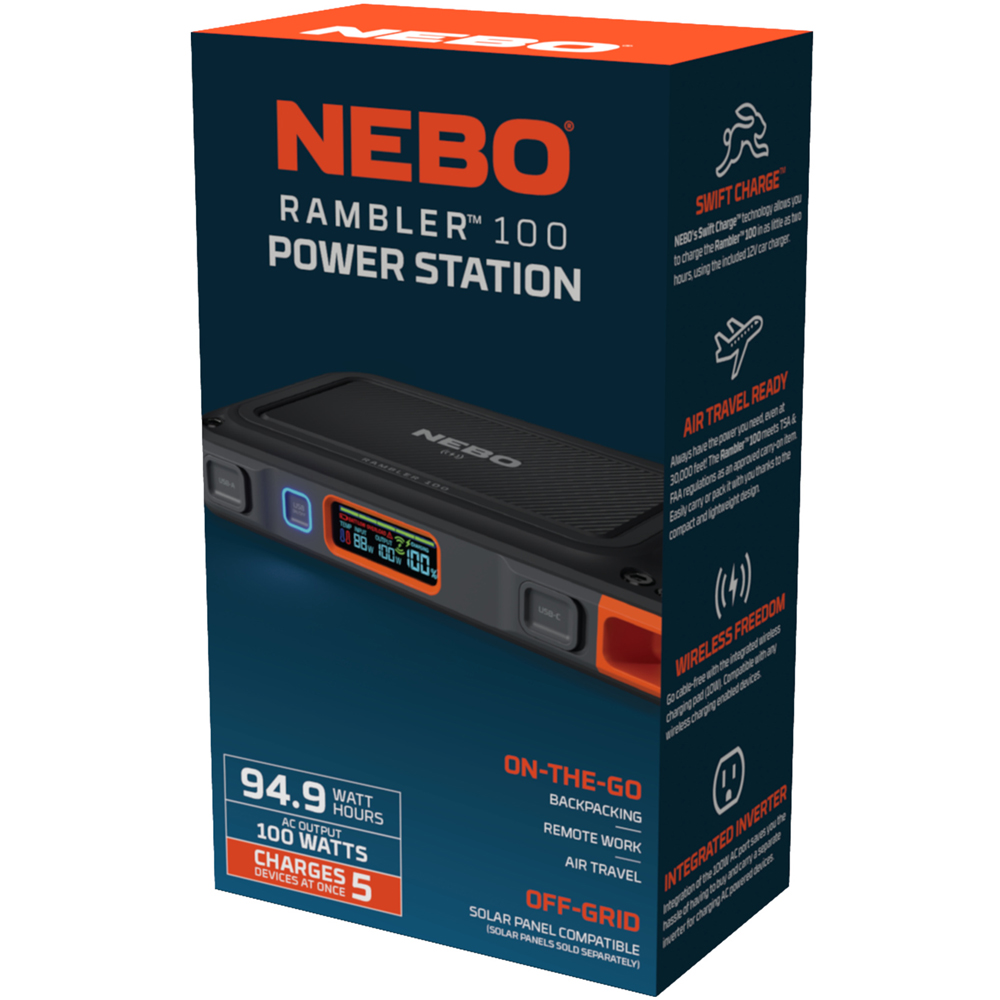Nebo Rambler PS100 Portable Power Station with Wireless Charging and Floodlight 94.9Wh Image 2