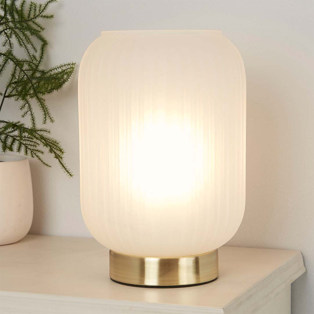 Lighting Collection Matson Frosted White Glass Shade Brass Table Lamp Image 2
