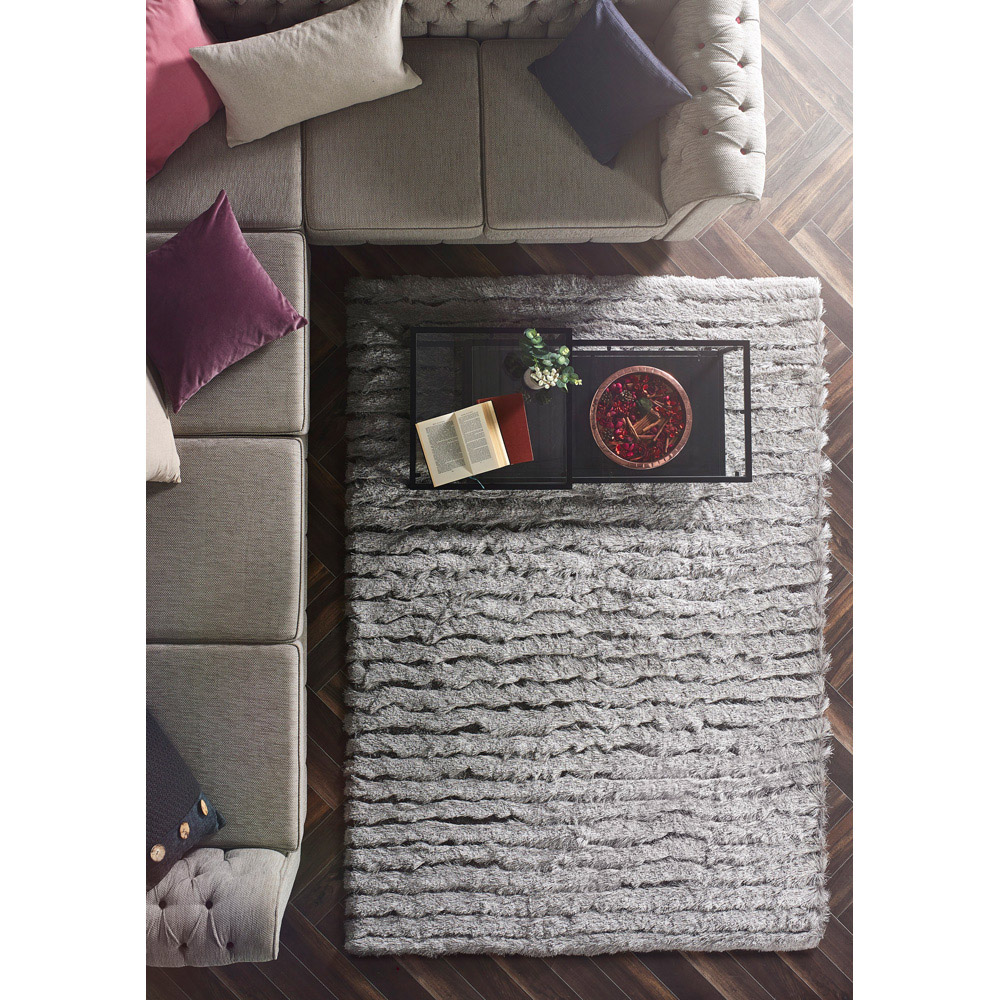 Origins Carved Glamour Abode Silver Rug 80 x 150cm Image 2