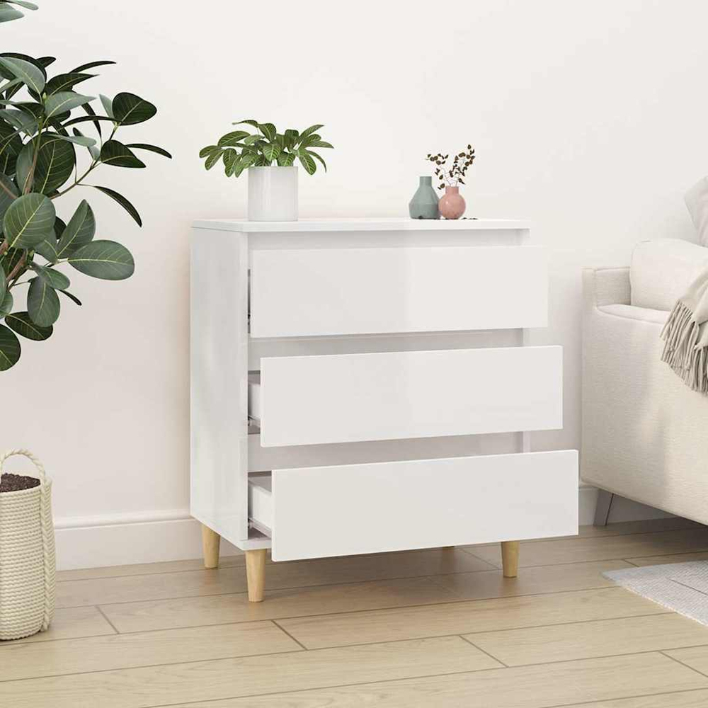vidaXL 3 Drawer High Gloss White Sideboard Image 8