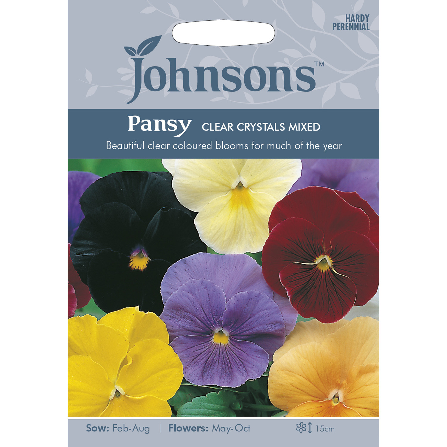 Johnsons Pack of Clear Crystals Mixed Pansy Seeds Image 1