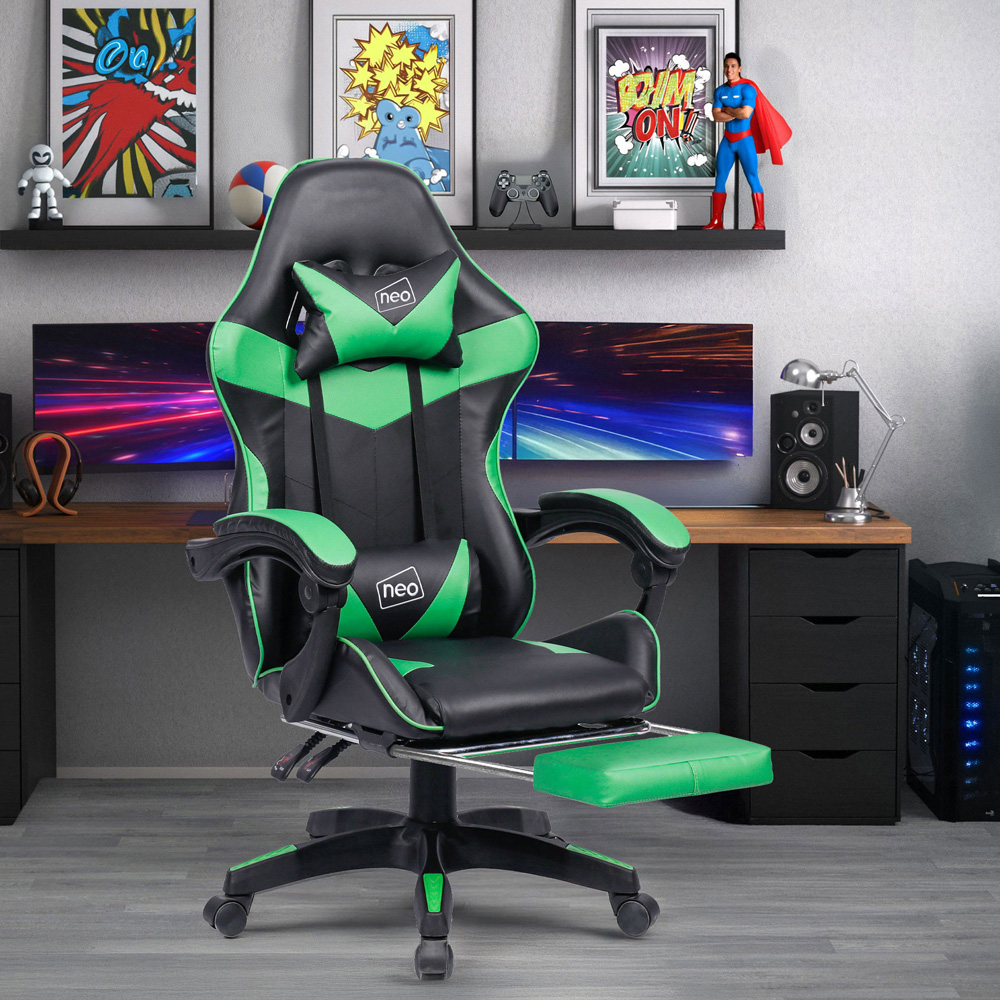 Neo Green and Black PU Leather Swivel Office Chair Image 6
