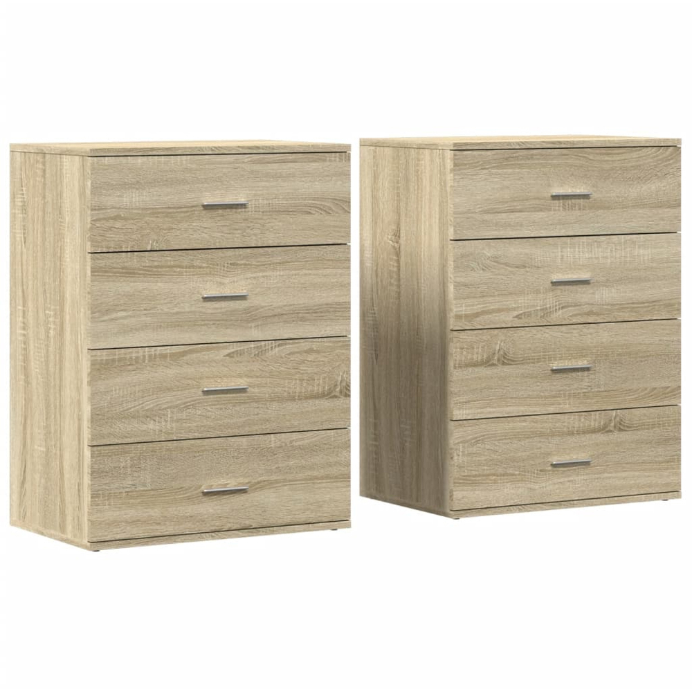 vidaXL 4 Drawer Sonoma Oak Sideboard Set of 2 Image 2