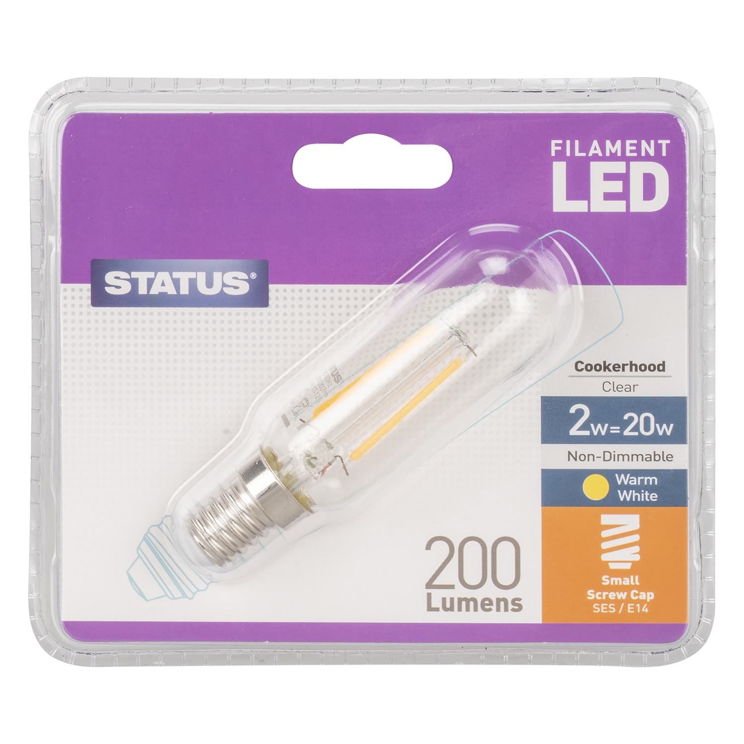 Status Filament 2W SES Cookerhood Bulb - Warm White Image 1