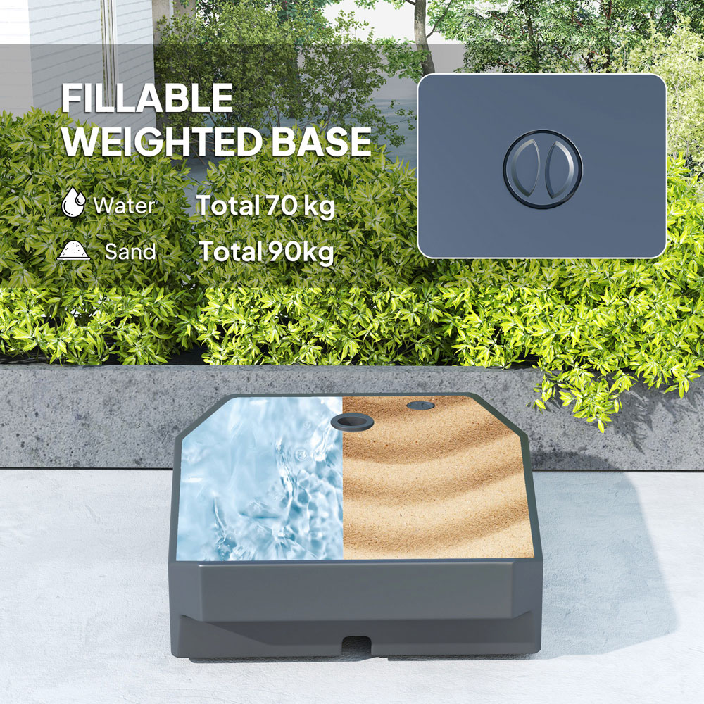 Outsunny Cream Cantilever Garden Parasol with Cover Weighted Base and Wind Strap 2.9m Image 4