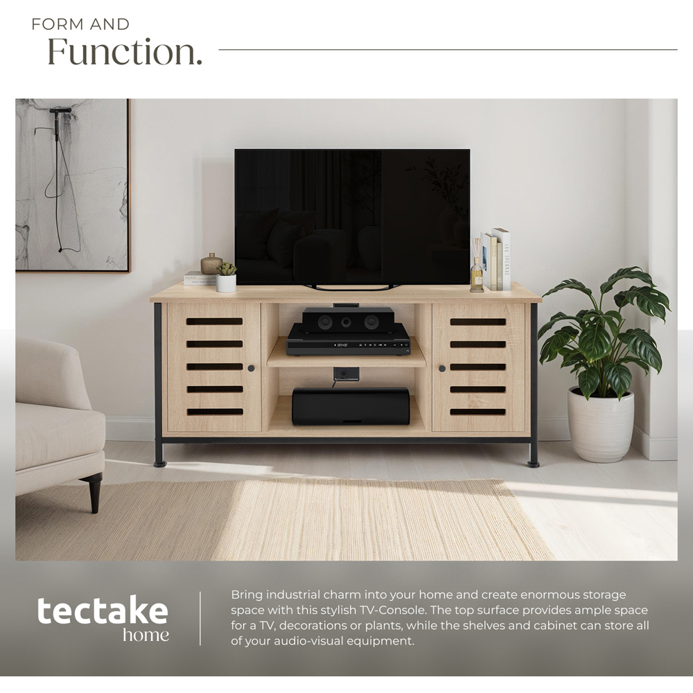 Tectake Carlow 2 Door 2 Shelf Sonoma Oak TV Stand Image 5