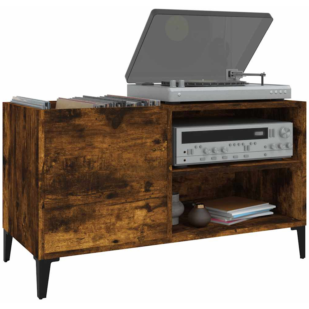 vidaXL 2 Shelf Smoked Oak Record Cabinet Image 4