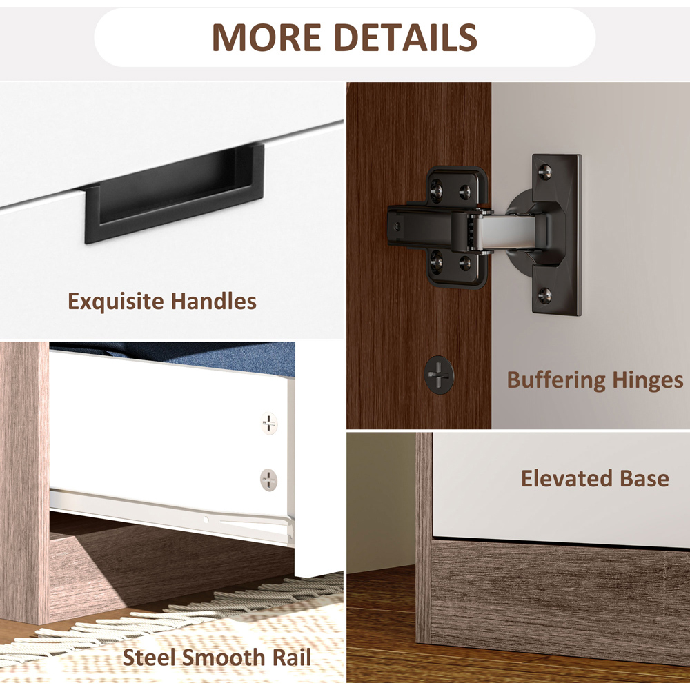 Portland 2 Door 3 Drawer Brown Wardrobe with Hanging Rod Image 7