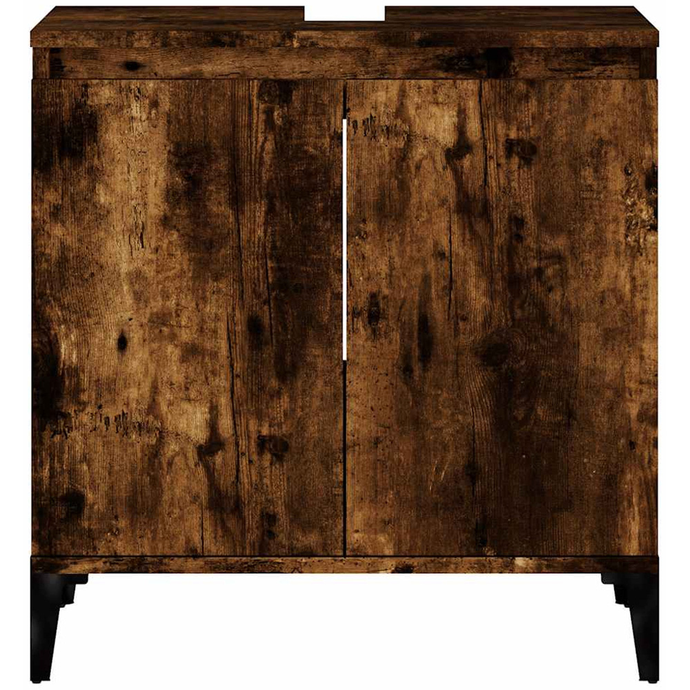 vidaXL 2 Door Wood Smoked Oak Washbasin Cabinet Image 3