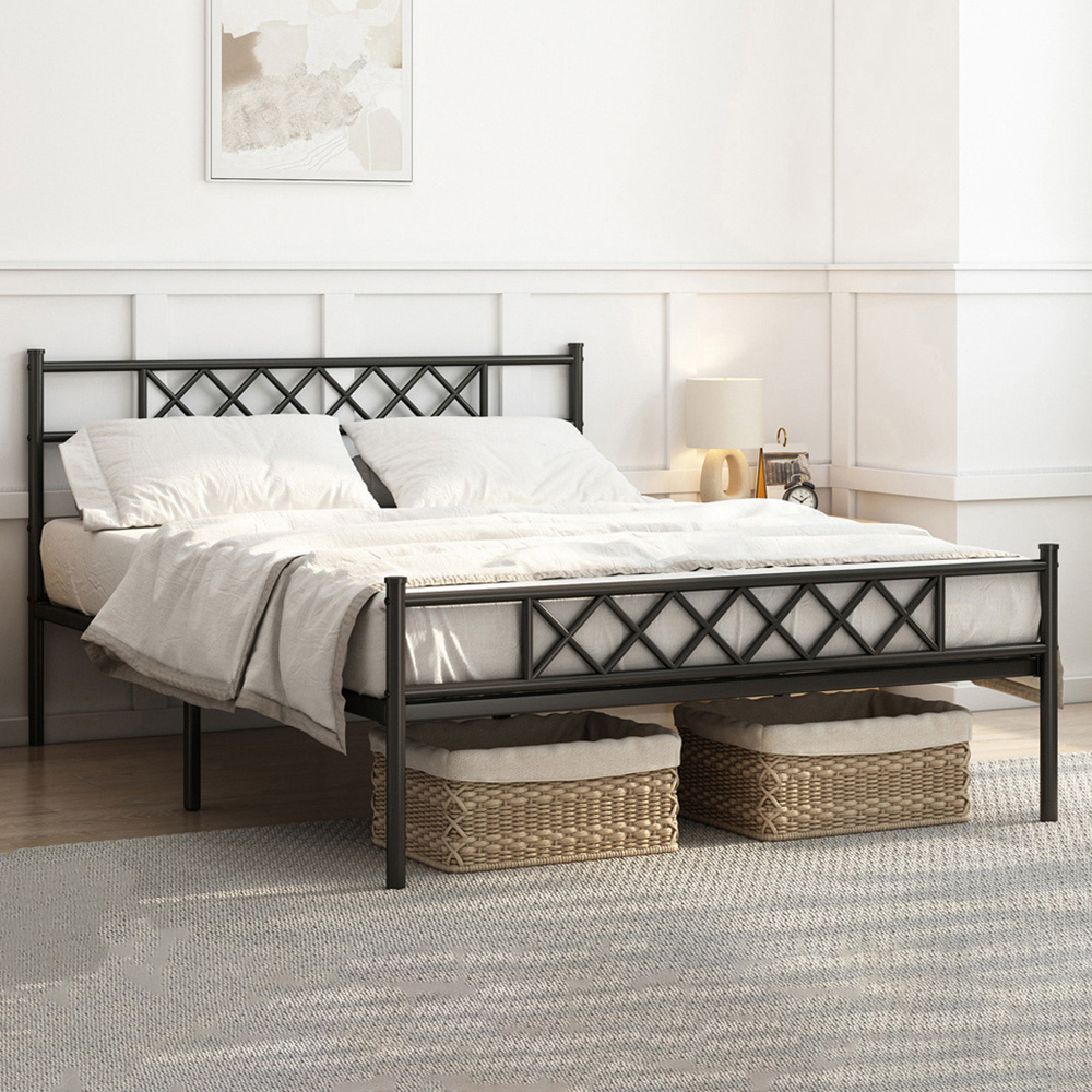 Brooklyn Felix King Size Black Metal Bed Frame with Headboard and Footboard Image 1