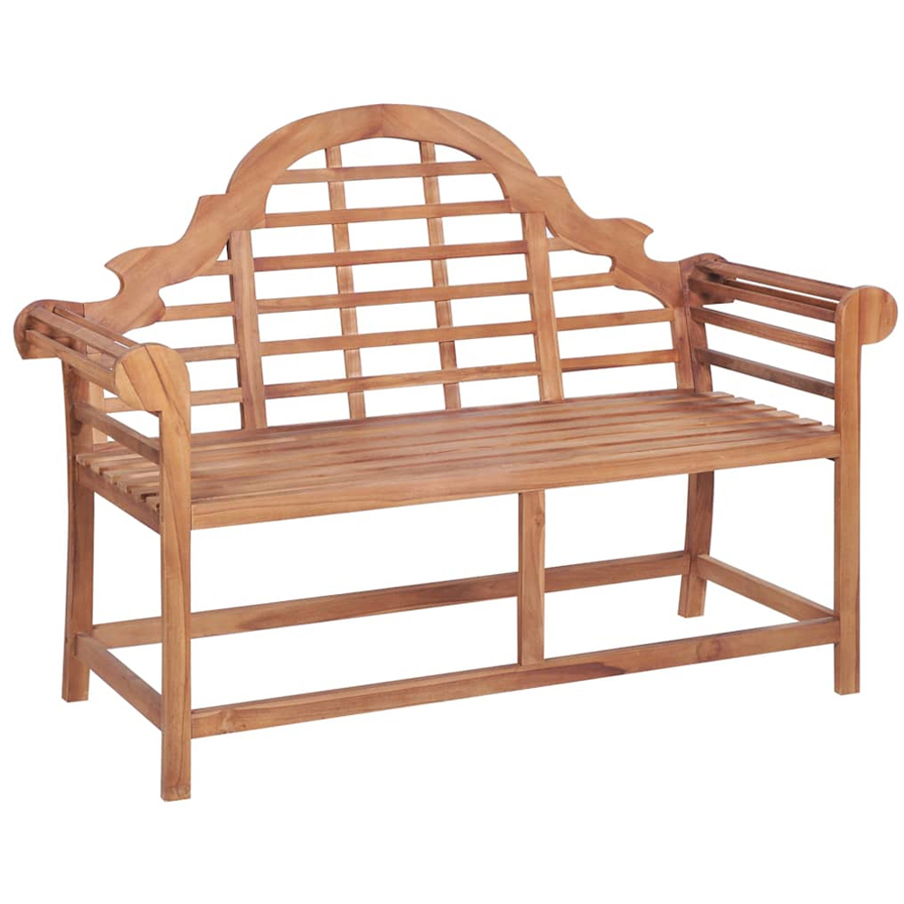 vidaXL 2 Seater Brown Solid Wood Teak Garden Bench with Armrest Image 1