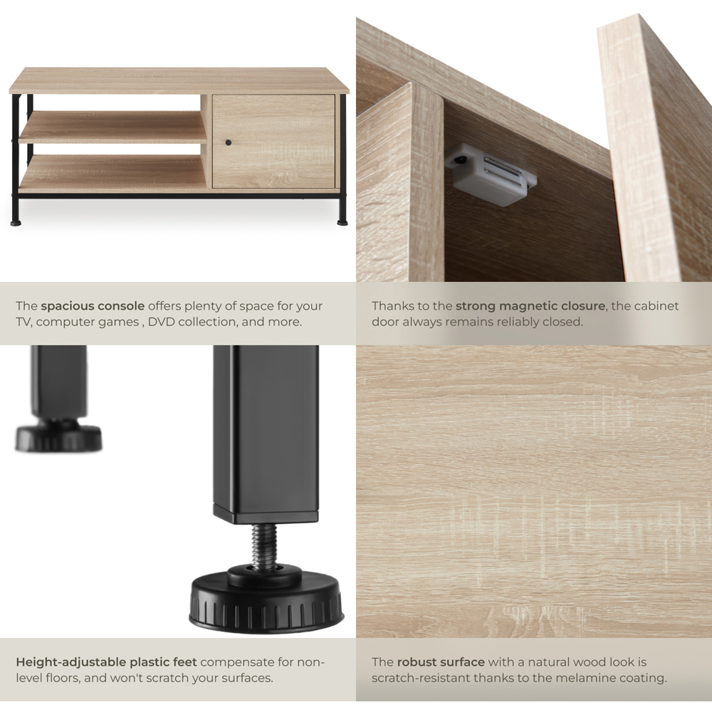 Tectake Durban Single Door 2 Shelf Sonoma Oak TV Stand Image 6