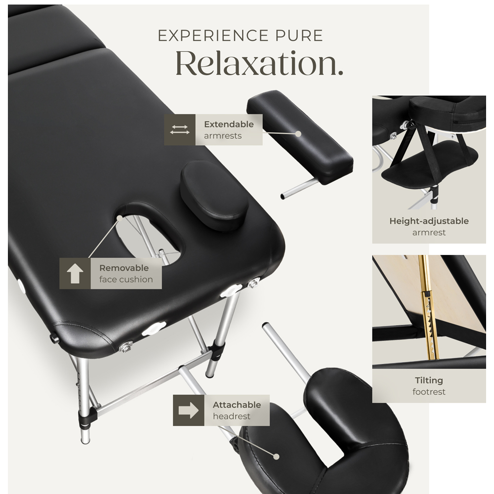 Tectake Black 3 Zone Foldable Massage Table Image 2