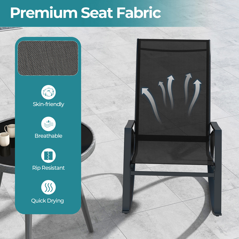 Costway Set of 2 Black Patio Rocking Chair Image 6
