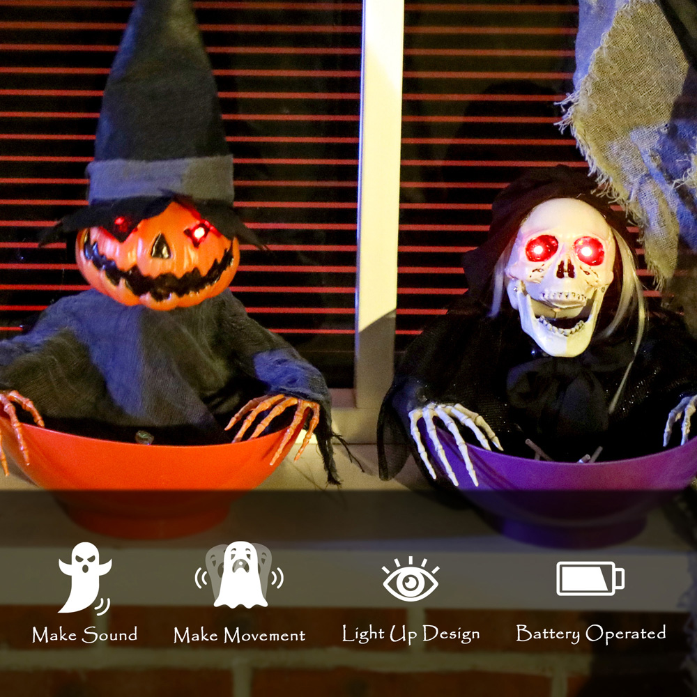 Outsunny Animated Skeleton Candy Dish Halloween Decoration Image 5