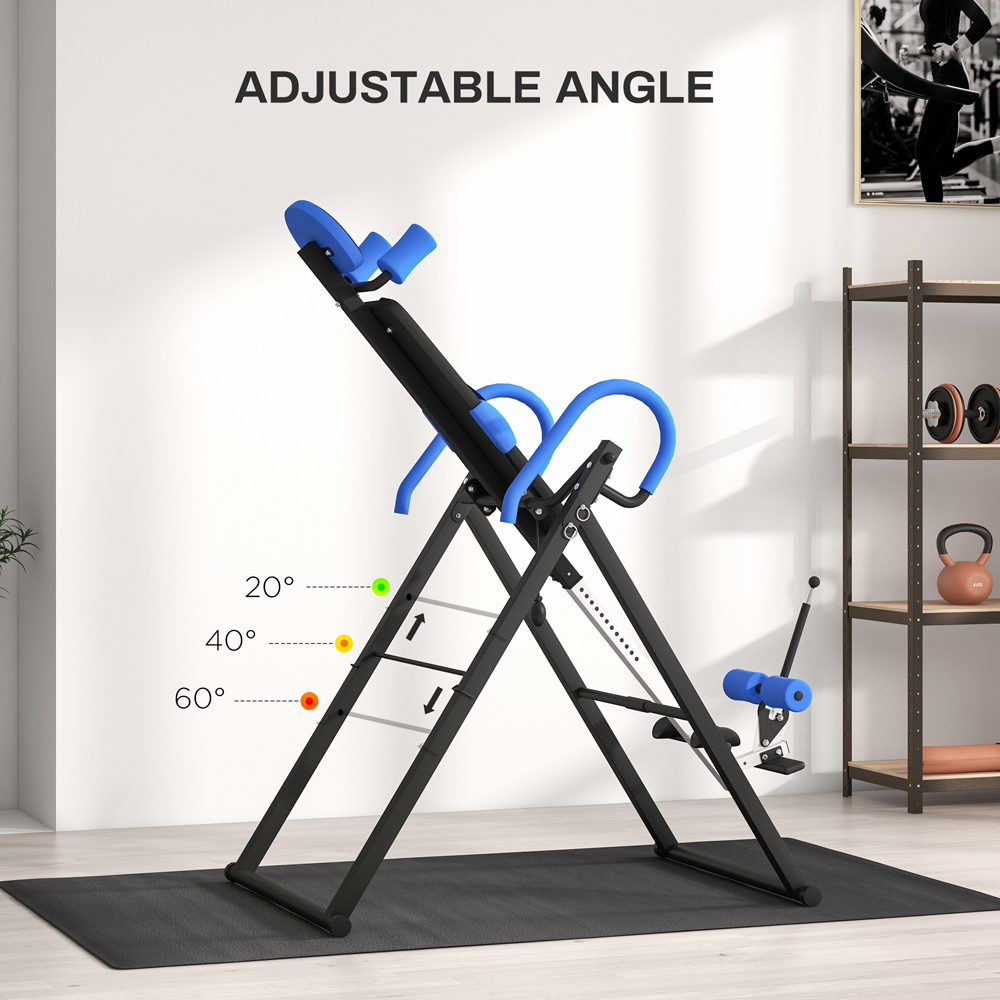 HOMCOM Blue Adjustable Steel Gravity Inversion Table Image 6