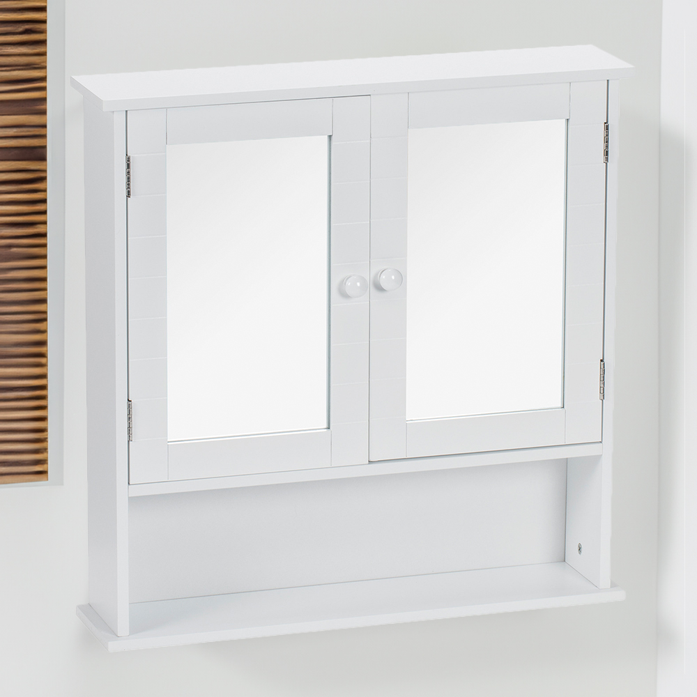 Kingston White 2 Door Mirror Bathroom Cabinet Image 1