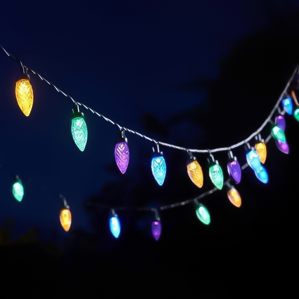 Garden Mile 30 Pack Multicolour and Warm White Pine Cone Solar LED String Light Image 1