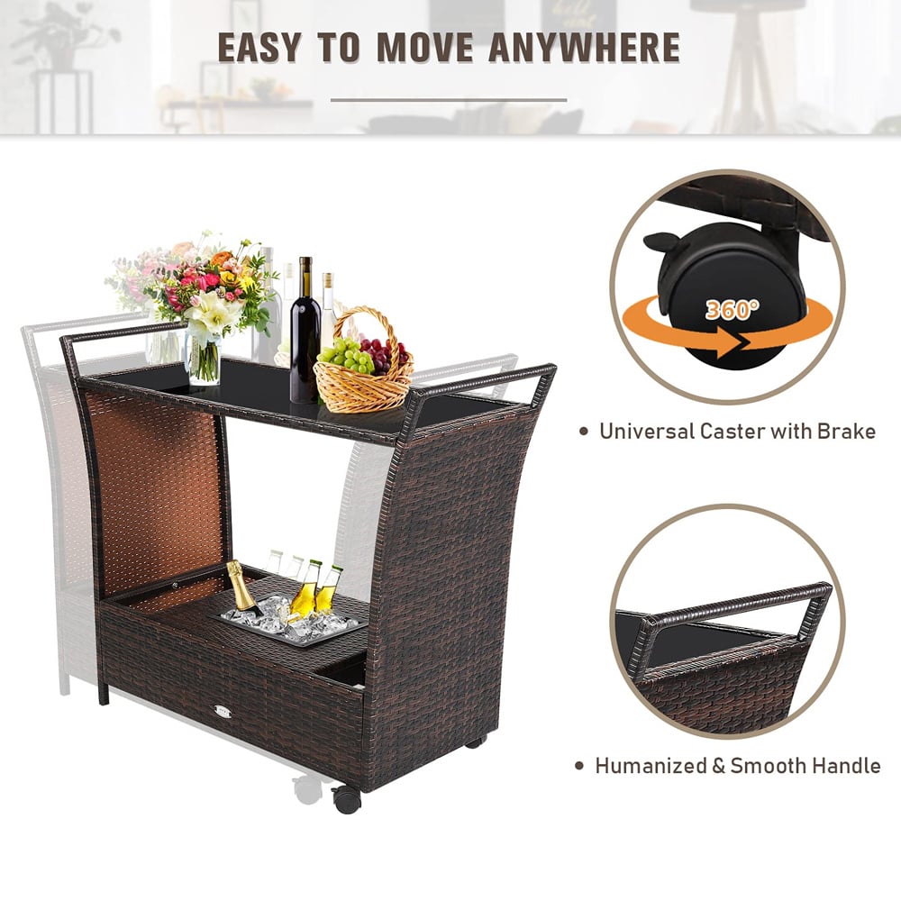 Furniture One Rattan Kitchen Trolley with Ice Bucket Image 6