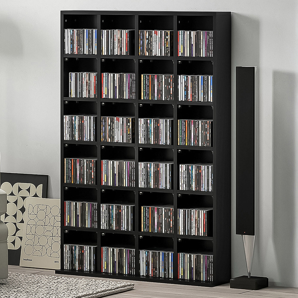 HOMCOM 32 Shelf Black Media Storage Rack Image 1