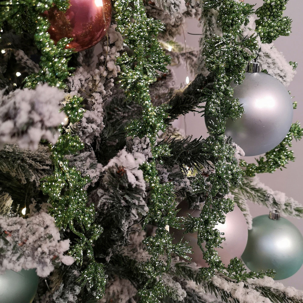Samuel Alexander Green Glitter Frosted Mini Leaf Wispy Stem Christmas Decoration 96cm Image 6